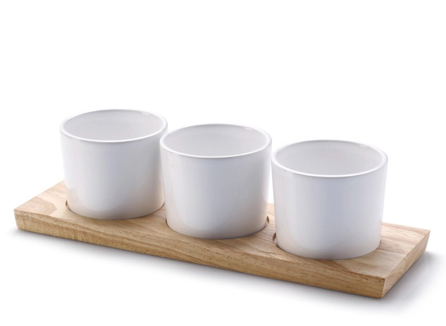 Gummibaum Tablett mit 3 Dipschalen 28x9x1,5cm in Braun präsentiert im Onlineshop von KAQTU Design AG. Tablett ist von Continenta