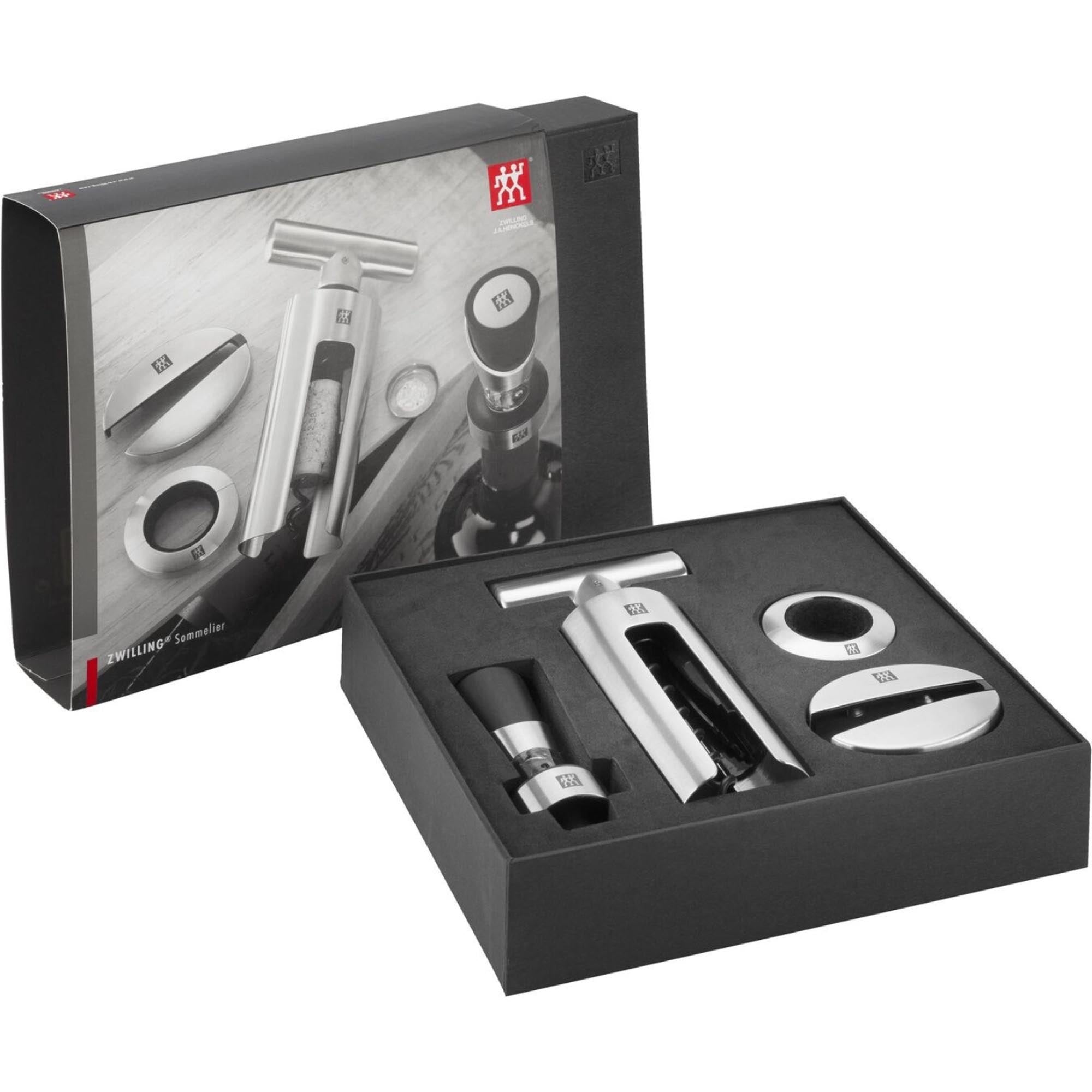Hochwertiges 4-teiliges Sommelier-Set von Zwilling Kitchen: Ideal für Weinliebhaber, um jeden Tropfen stilvoll zu genießen.