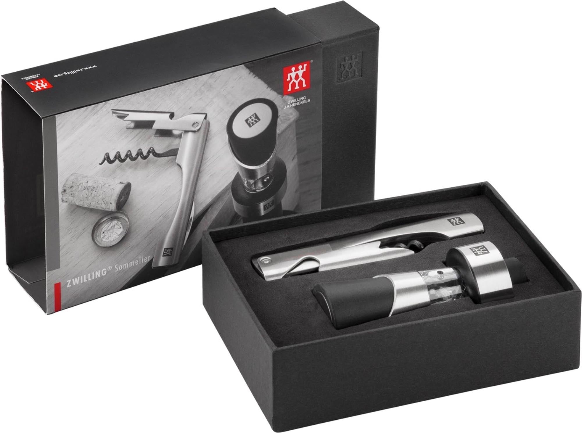 Hochwertiges Sommelier-Set von Zwilling: 2-teiliges Zubehör aus Edelstahl für müheloses Öffnen von Weinflaschen und Kronkorken.