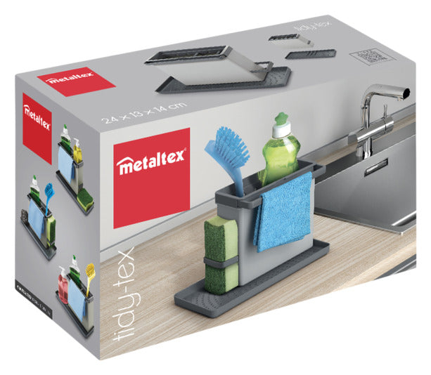 Organisieren Sie Ihre Spülutensilien mit dem METALTEX Tidytex Spülbeckenorganizer in grau/antrazit. Praktisch, kompakt und stilvoll!