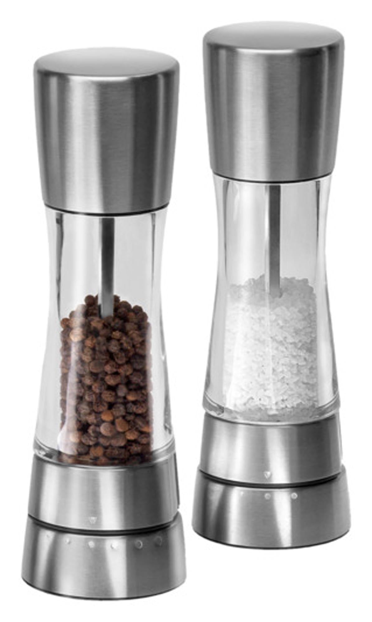 Stilvolle COLE & MASON Derwent Pfeffermühle aus Edelstahl und Acryl, 19x6x6 cm, mit präziser Mahlgradeinstellung für perfekten Geschmack.