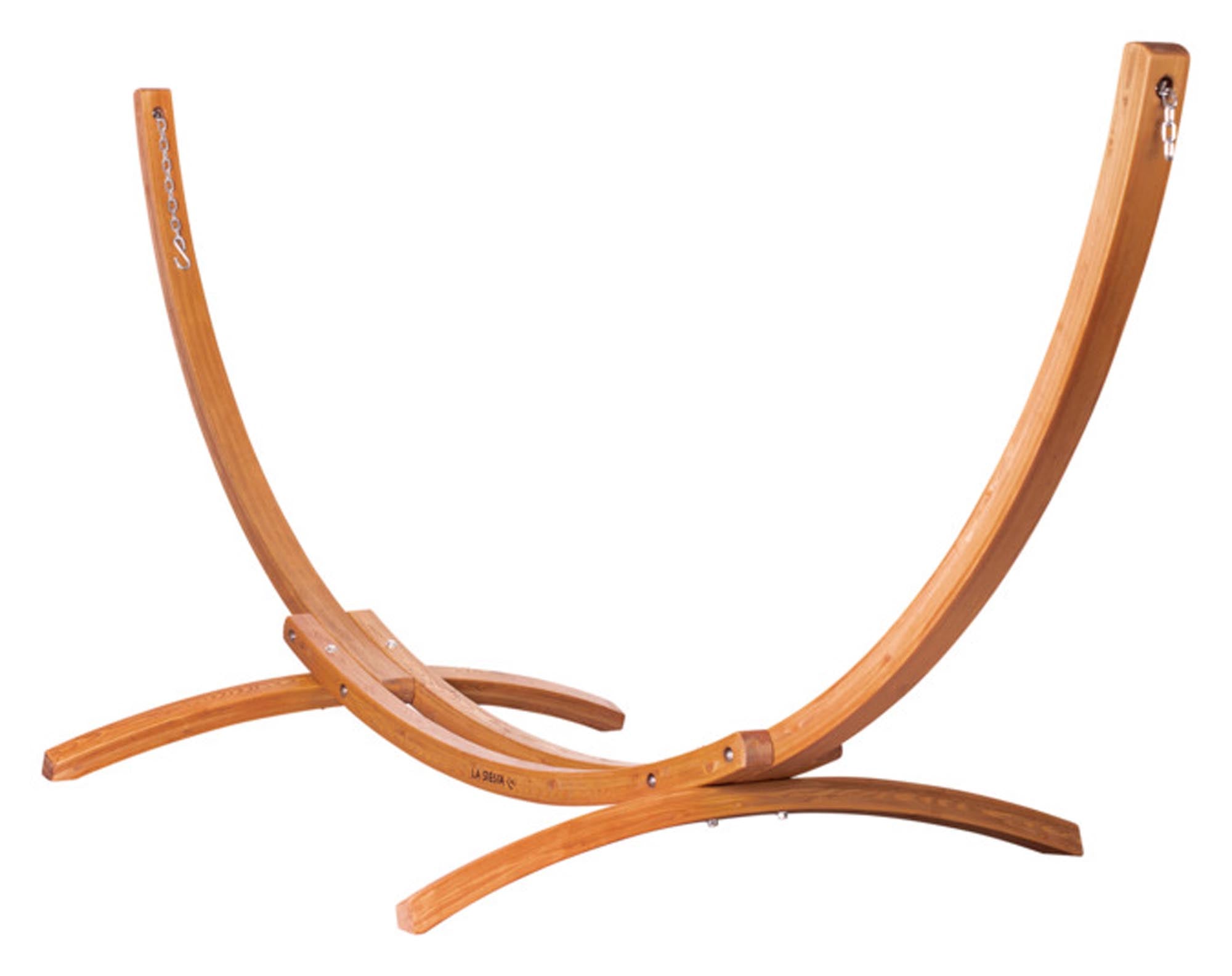 Entspannen Sie im Garten mit dem LA SIESTA Hängemattengestell Maera Double aus wetterfestem Eukalyptus-Holz. Platz für zwei Hängematten!