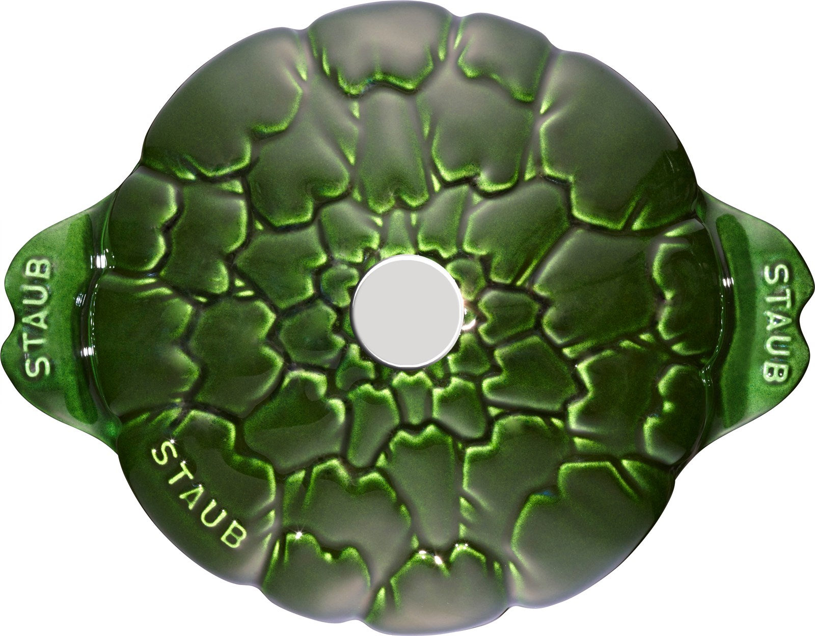 Die Cocotte 22 cm von Staub in Artischocke-Farbe vereint modernes Design und Funktionalität, perfekt für köstliche, gleichmässig gegarte Speisen.