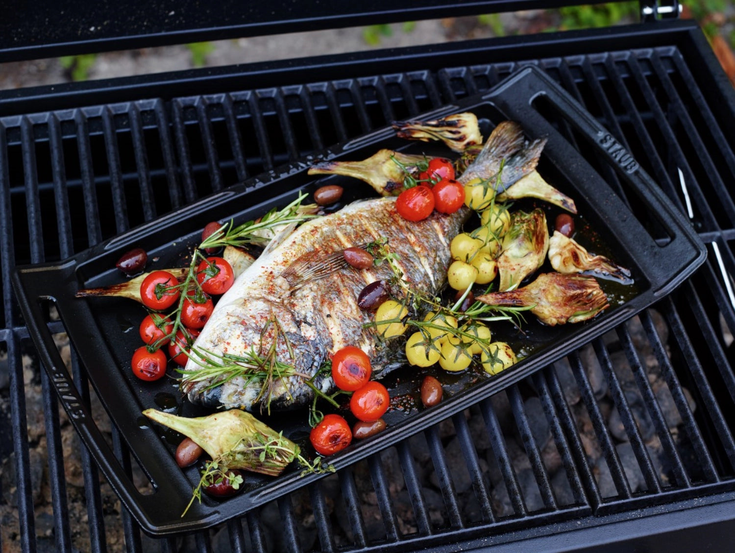 TepPanyaki and grill plate, black, 38x25 cm