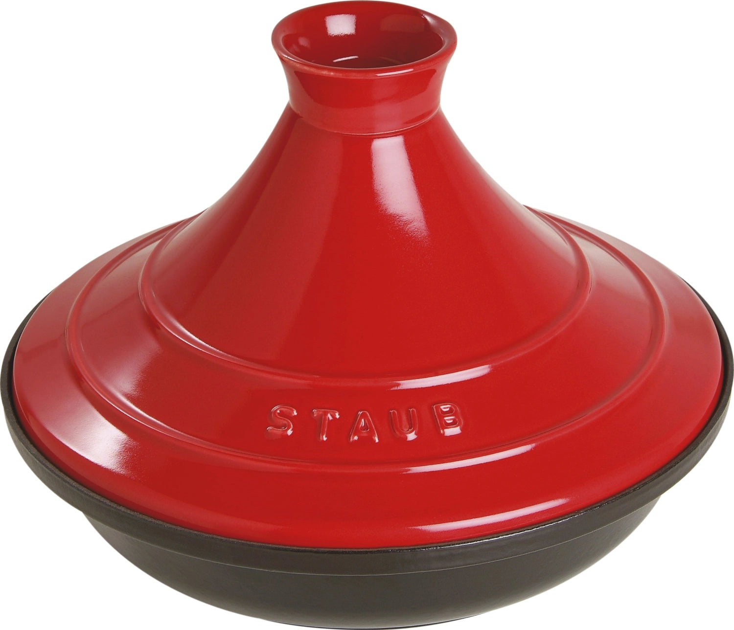 Entdecken Sie die Tajine 28 cm von Staub in Kirsch-Rot. Hochwertiges Gusseisen für aromatische nordafrikanische Gerichte. Vielseitig und stilvoll!