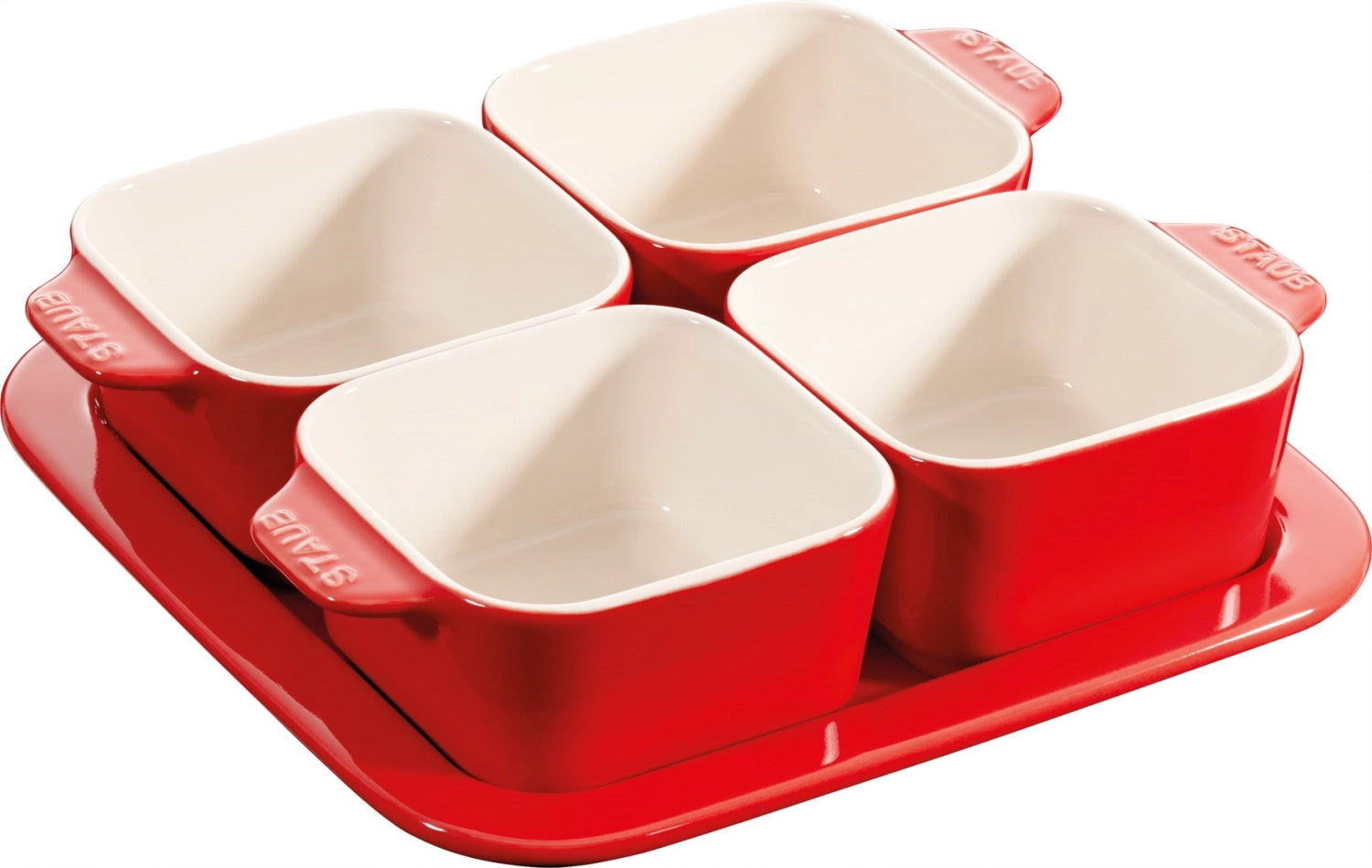 Ceramic aperitif set, 5 pieces, red