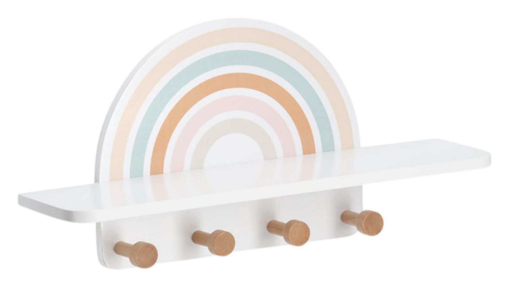Bunte Kinder-Wandgarderobe Rainbow von ZELLER PRESENT: Praktisch, sicher und kreativitätsfördernd, ideal für kleine Entdecker.