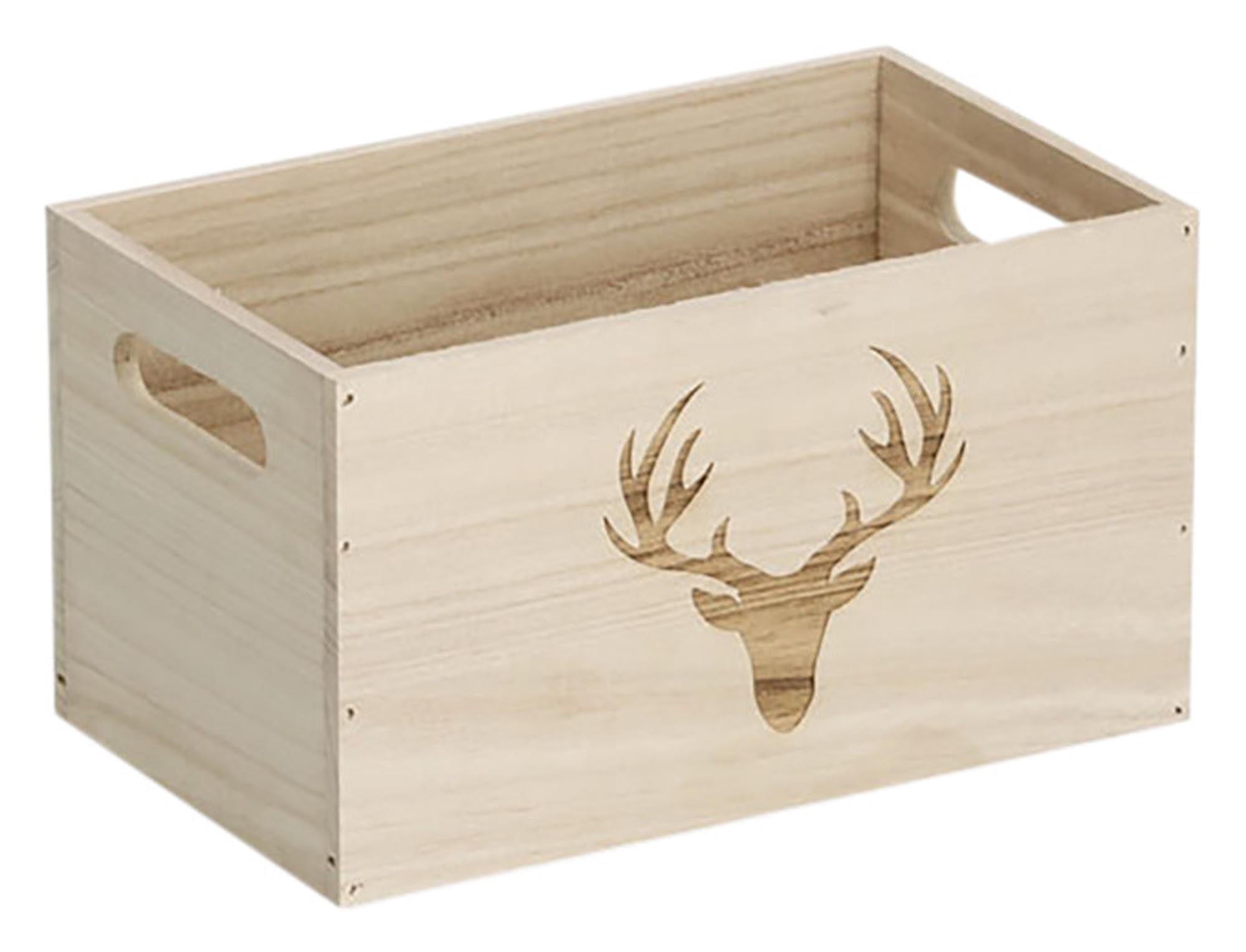 Entdecken Sie die ZELLER Aufbewahrungskiste Hirsch (25x15x14 cm) – stilvolle Ordnung für Ihr Zuhause mit rustikalem Charme und vielseitiger Nutzung.
