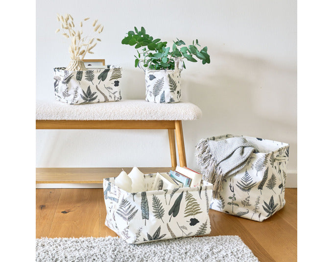 Stilvoller Aufbewahrungskorb mit Blättermuster, ø 17x15 cm, von ZELLER PRESENT. Praktisch, langlebig, vielseitig einsetzbar.