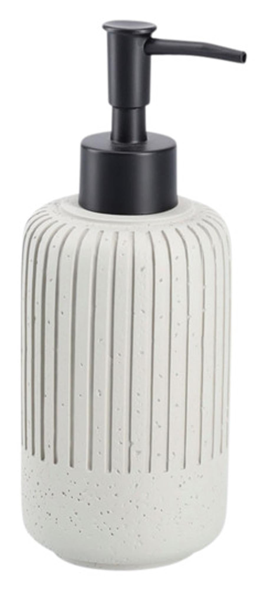 Eleganter ZELLER Seifenspender aus Zement in beige (ø 7.2x18 cm) – stilvolles Badzubehör für modernes Badezimmerdesign. Hochwertig und praktisch.