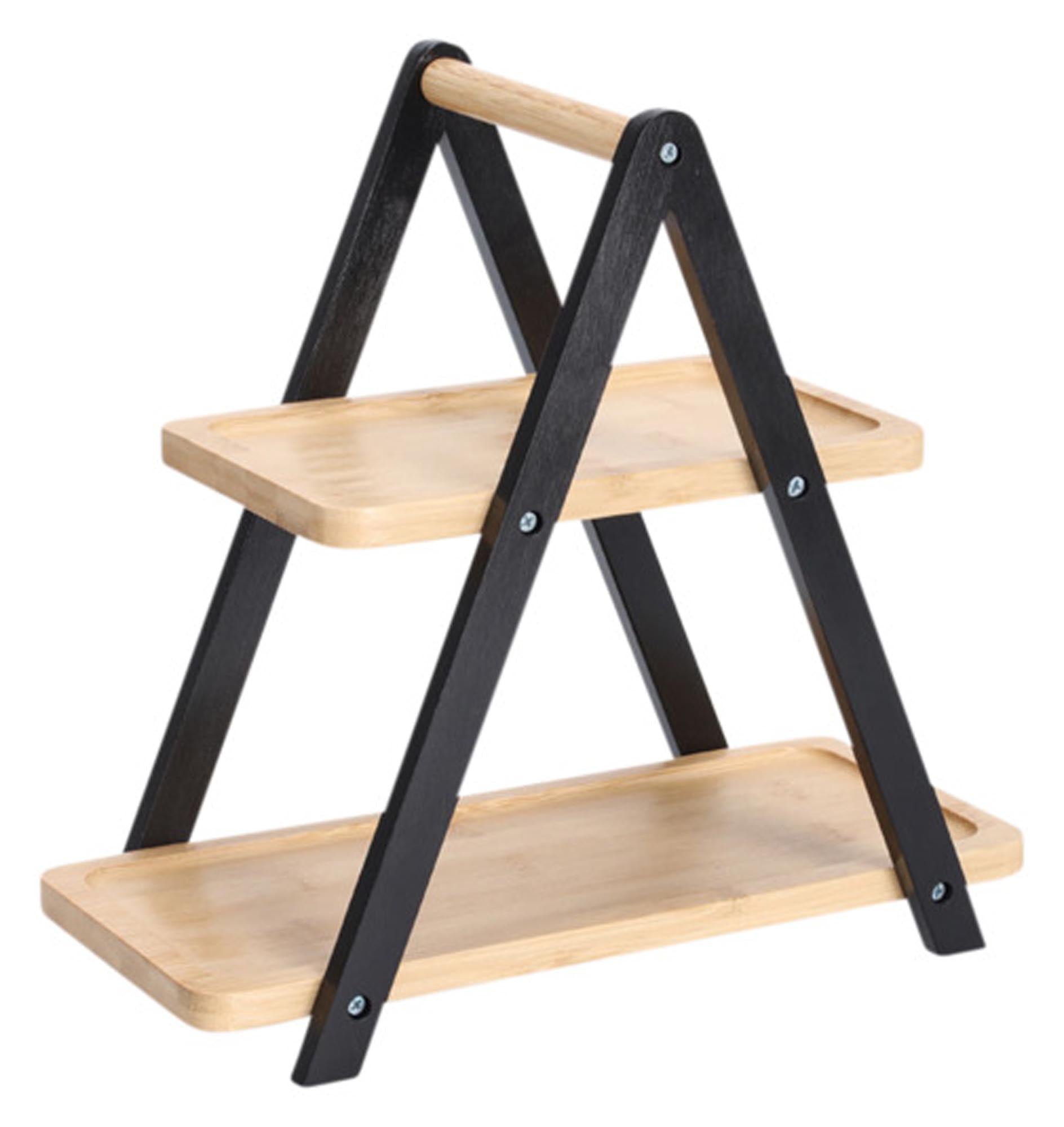 Entdecken Sie die elegante ZELLER Etagere aus Bambus in Schwarz (34x17.2x32 cm) – ideal für die stilvolle Präsentation von Speisen und Snacks.