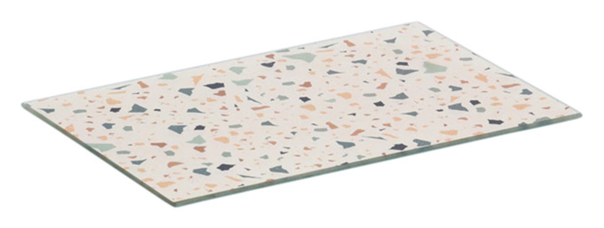 Entdecken Sie das ZELLER Schneidbrett Glas Terrazzo 30x20 cm – hygienisch, hitzebeständig und modern. Ideal für Ihre Küche!