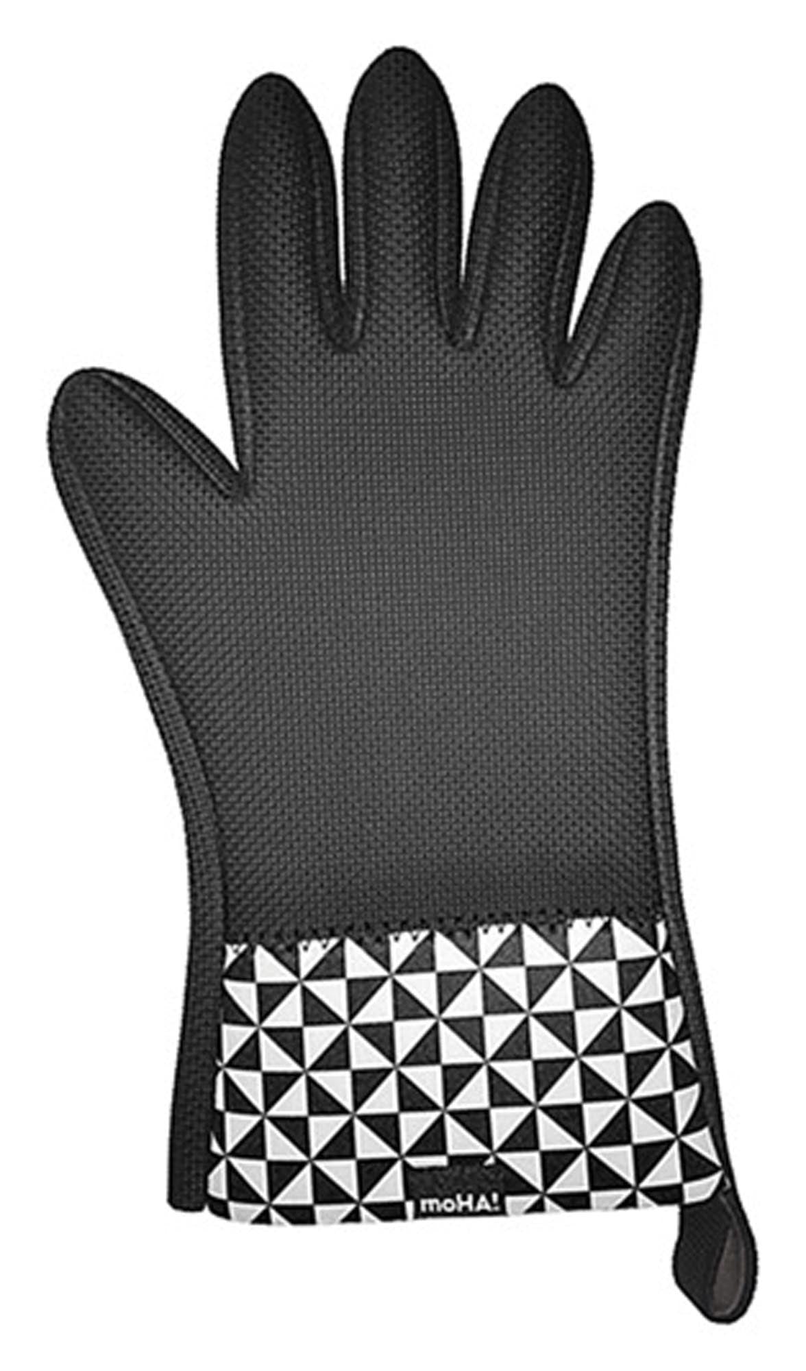 Der MOHA Topfhandschuh Neopren Top5 in schwarz/weiß bietet optimalen Schutz, Komfort und rutschfesten Halt beim Kochen und Grillen.