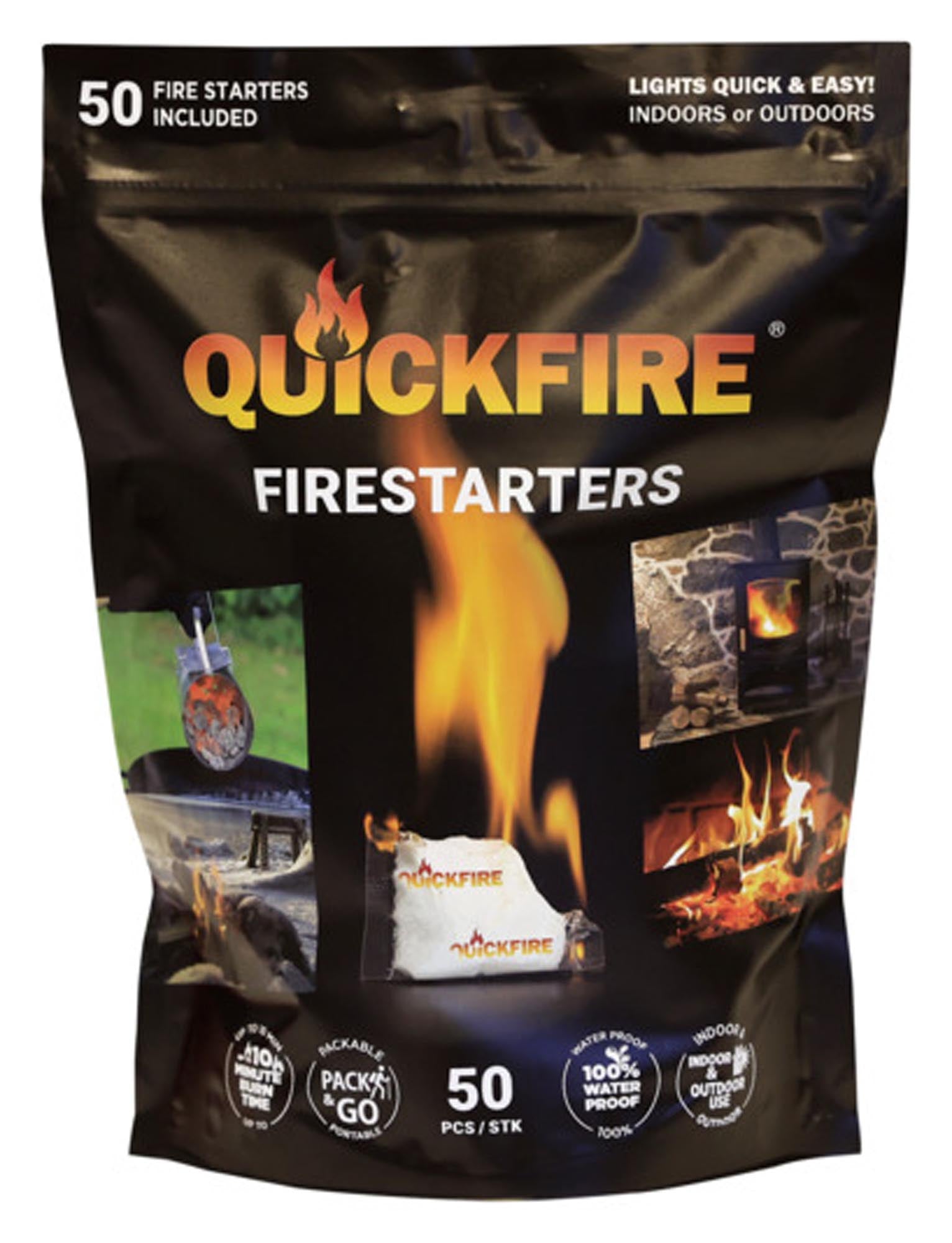 Quickfire Feueranzünder: 50 Zündbeutel für Kamin, Ofen & Grill. Sicher, sauber & umweltfreundlich. Ideal für Zuhause & unterwegs!