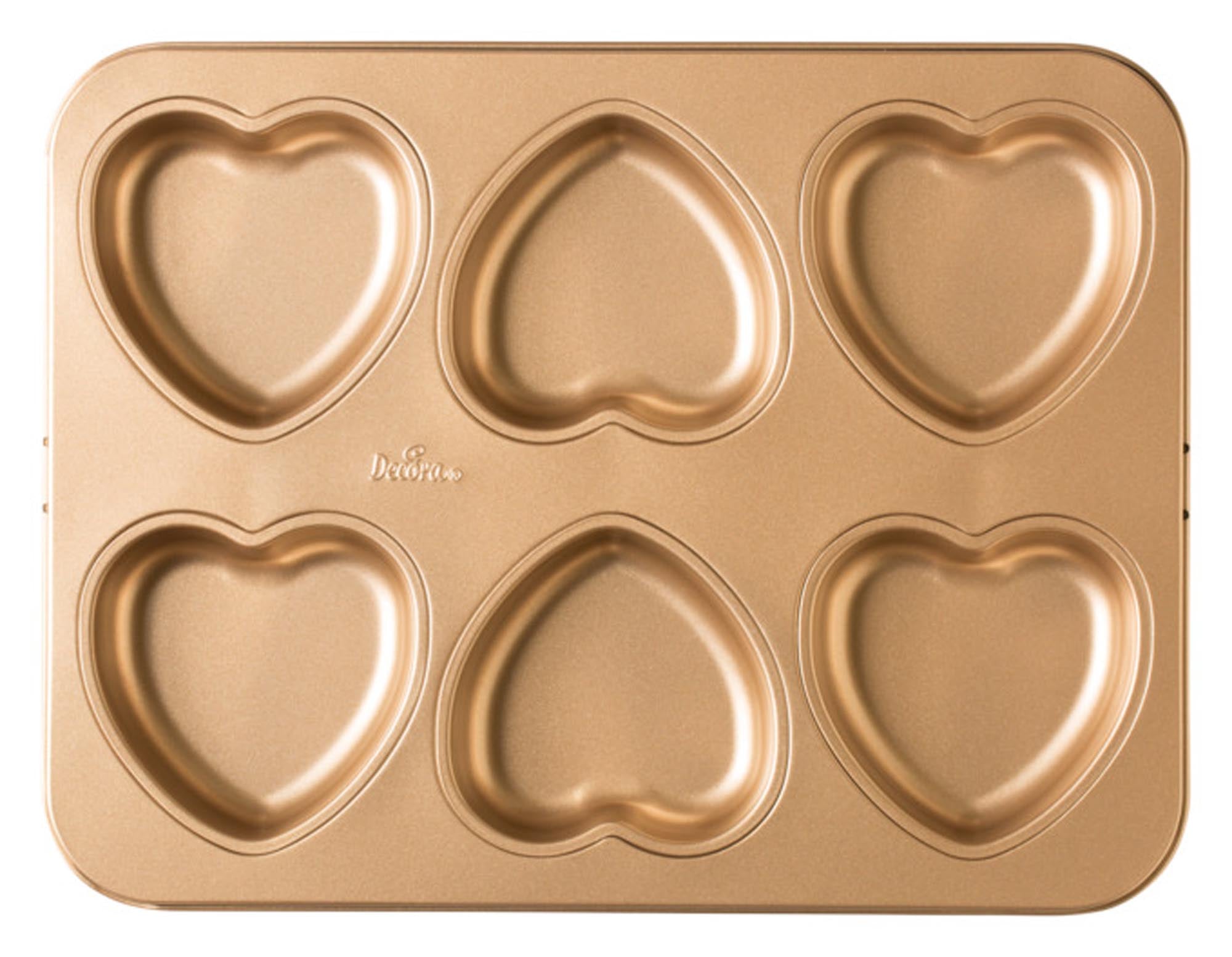 Entdecken Sie das DECORA Backblech Gold Herzen 6er, ideal für kreative Backideen. Antihaftbeschichtung, spülmaschinenfest, perfekt für festliche Anlässe!