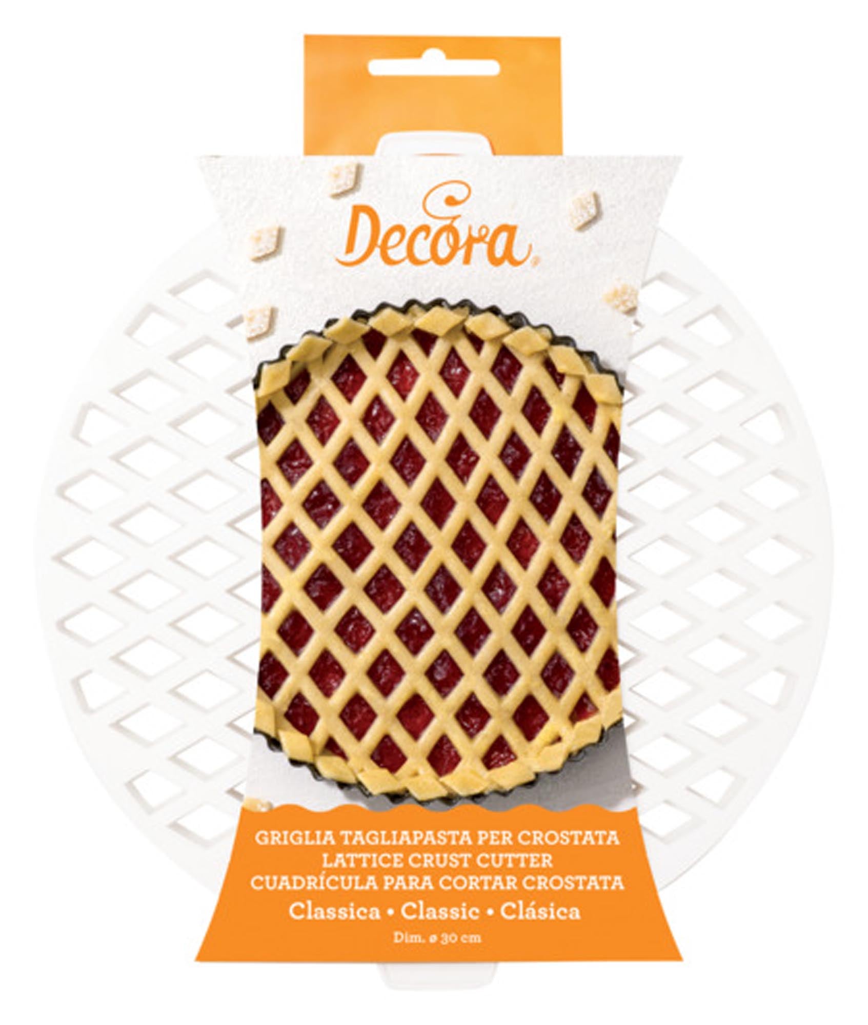 Entdecken Sie die DECORA Deko-Gitterstanze für Tartes und Linzertorten (ø 30 cm) – ideal für kreative Designs und perfekte Präsentation Ihrer Backwerke.