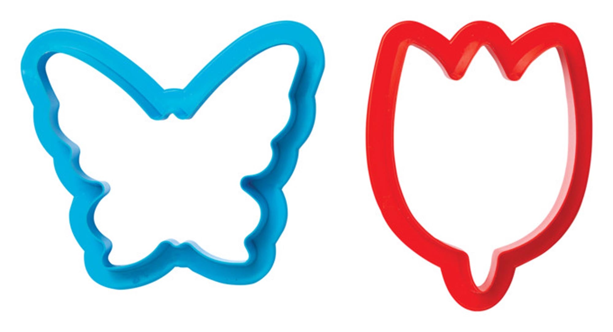 Entdecken Sie den DECORA Ausstecher "2er Schmetterling & Tulpe" aus Edelstahl. Ideal für kreative Backideen und kinderfreundliche Feiern!