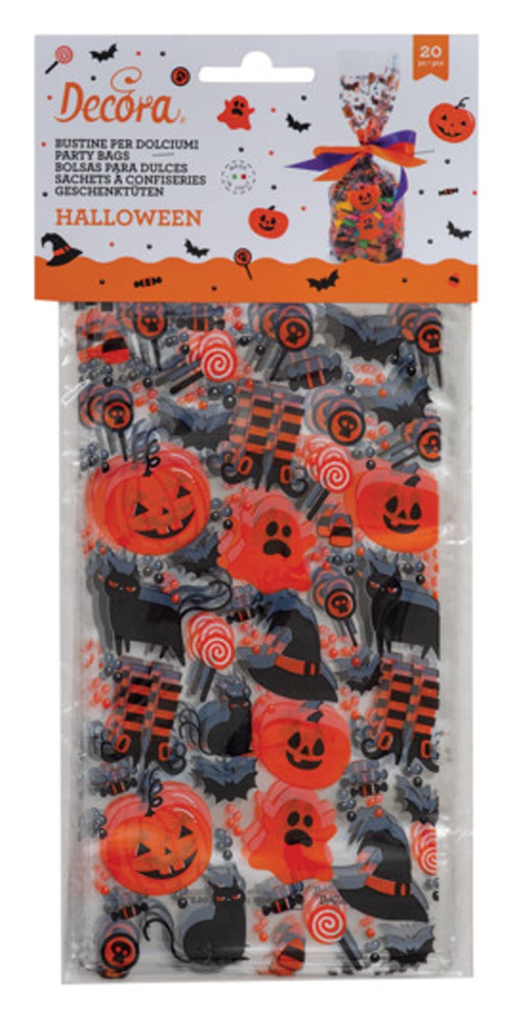 Entdecken Sie die DECORA Klarsicht-Beutel Halloween (20 Stück, 12,5x3x24 cm) für stilvolle Präsentationen von Snacks und Geschenken. Ideal für Halloween-Partys!