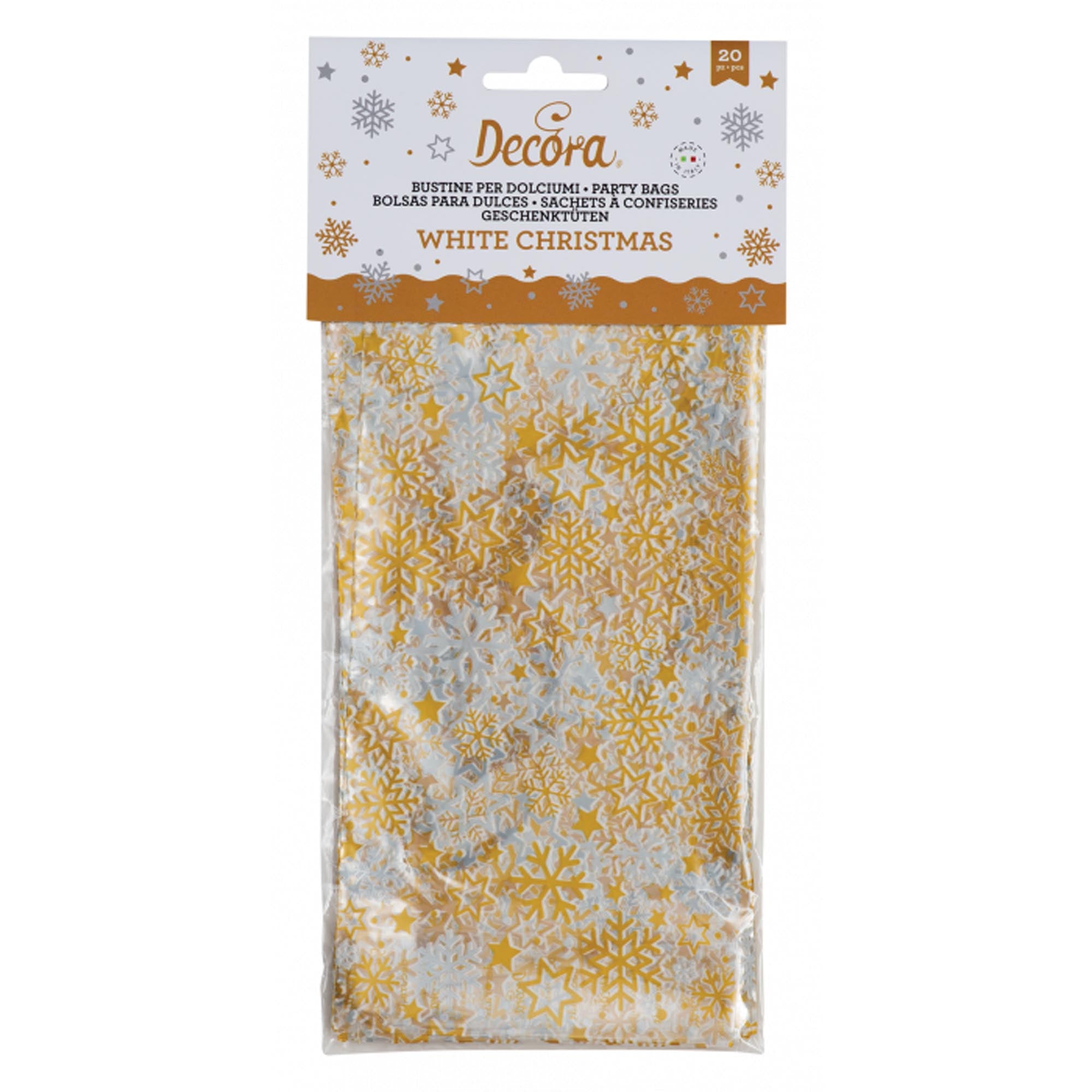 Festliche Klarsicht-Beutel mit Sternen für Weihnachtsgeschenke, 20 Stk.