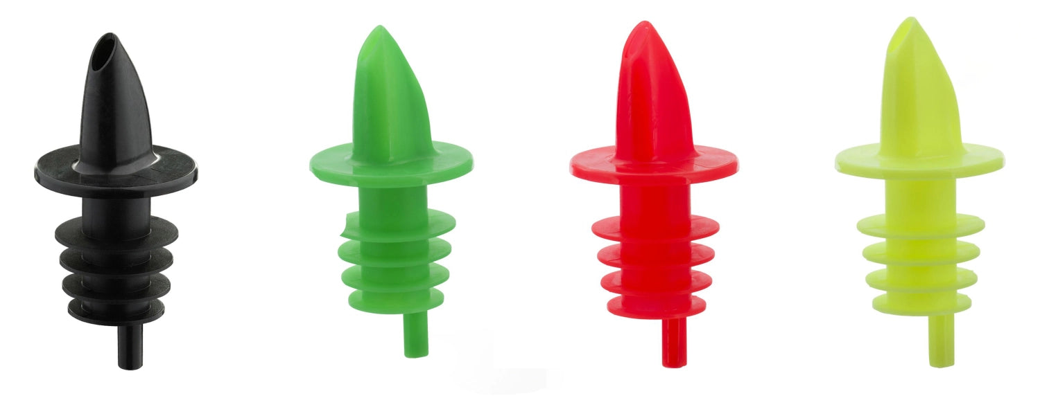Jet-Pour Ausgiesser farbig, assortiert von Westmark: Präzise Dosierung für Cocktails, leuchtende Farben, spülmaschinengeeignet. Ideal für Bars!
