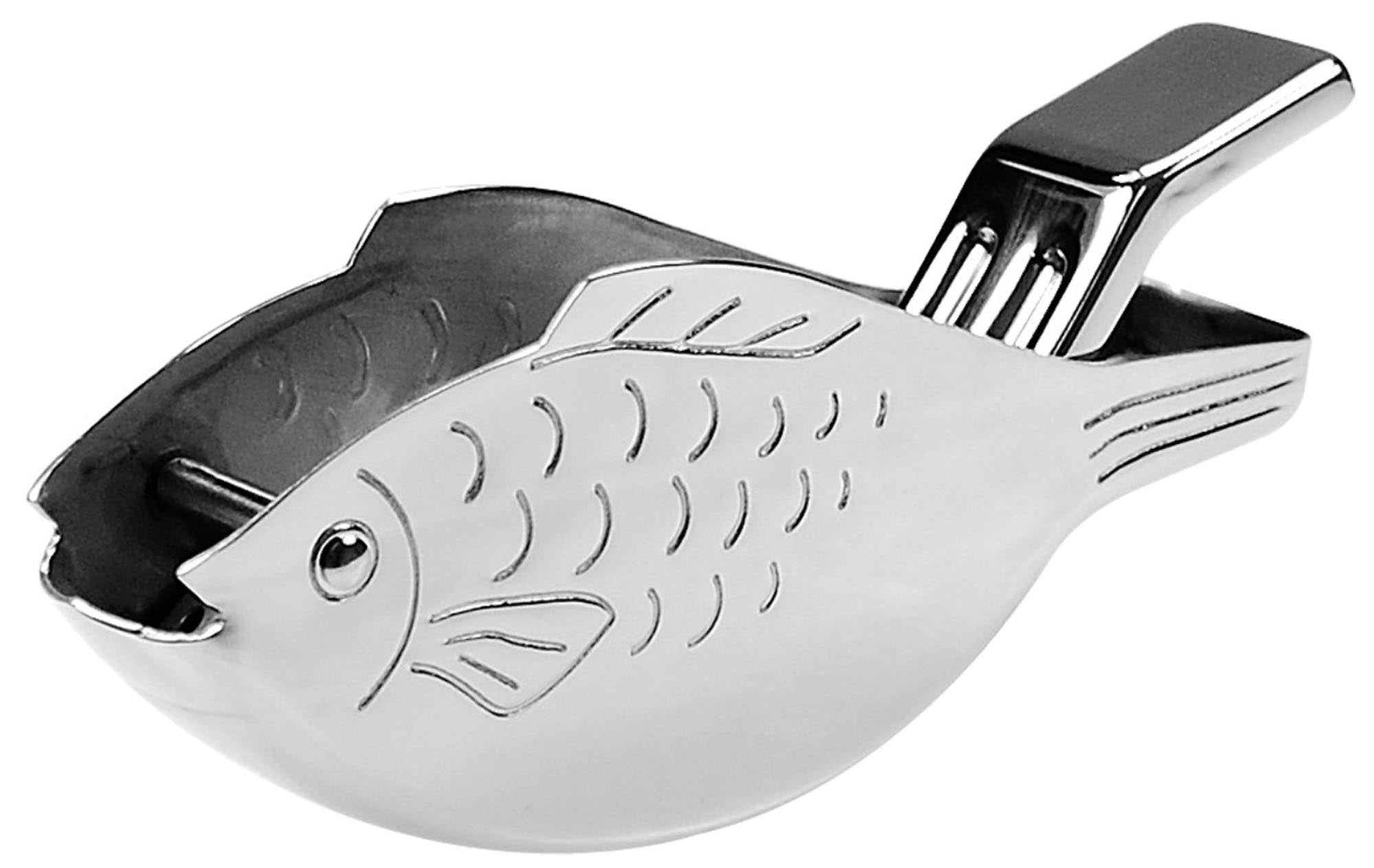 Zitronenschnitzpresse FISCH in Silber präsentiert im Onlineshop von KAQTU Design AG. Küchenhelfer ist von Lagotto