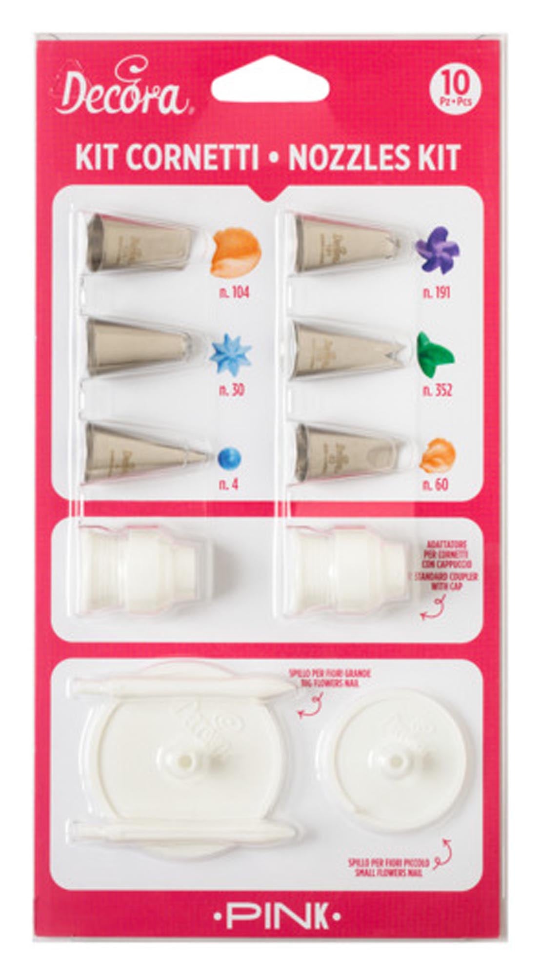 Entdecken Sie das DECORA Spritztüllen-Set pink, 10-teilig, ideal für kreative Backdekorationen. Hochwertige Edelstahl-Tüllen für perfekte Ergebnisse!