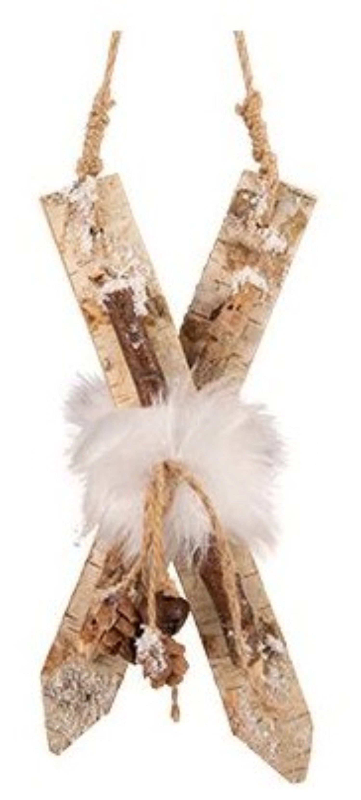 Aufhänger Skis Natural 21x8x54cm Holz