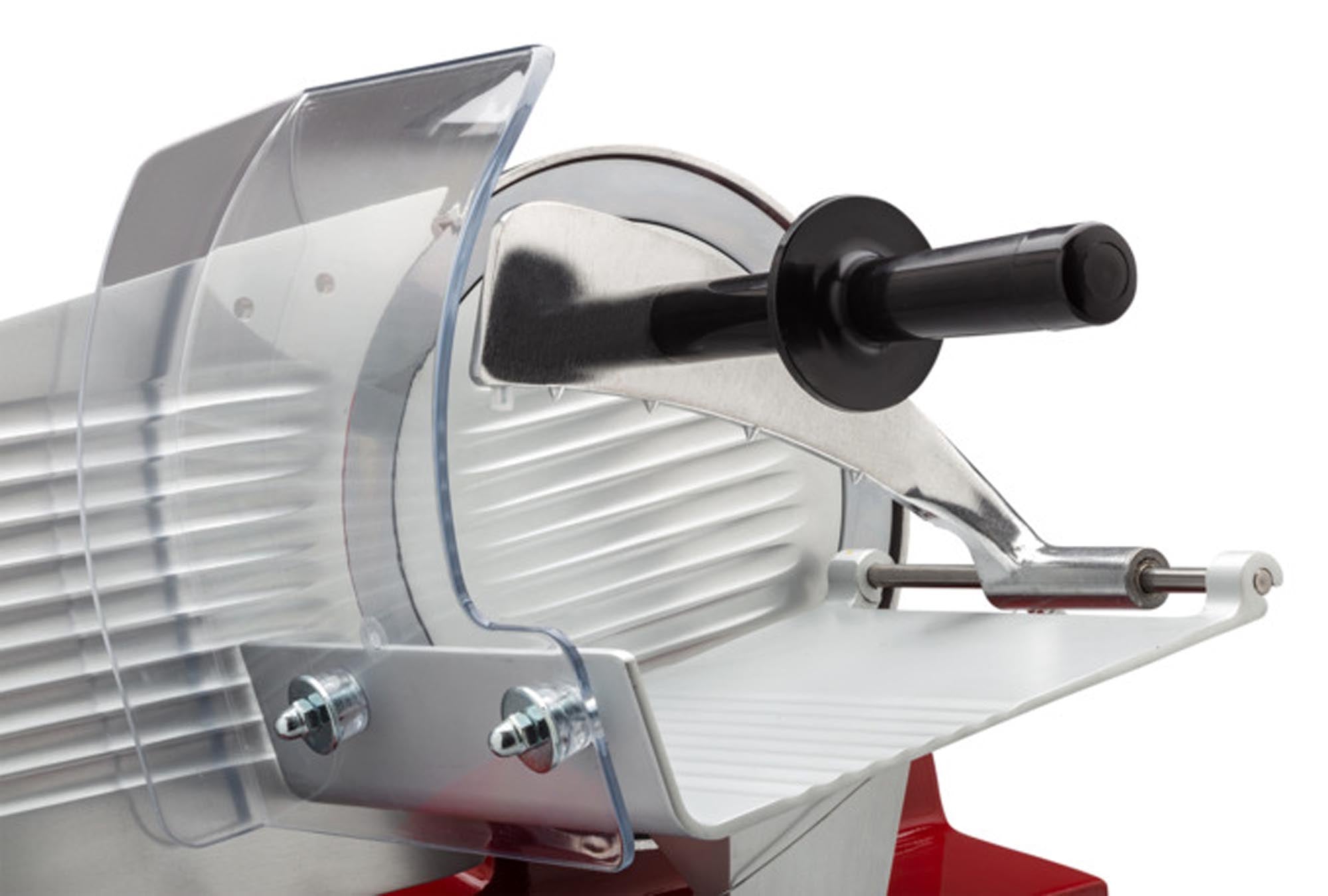 Die FERO 220 Avela red: Eleganter Allesschneider für Gastronomie, robust, leicht zu reinigen, mit einstellbarer Schnittstärke.