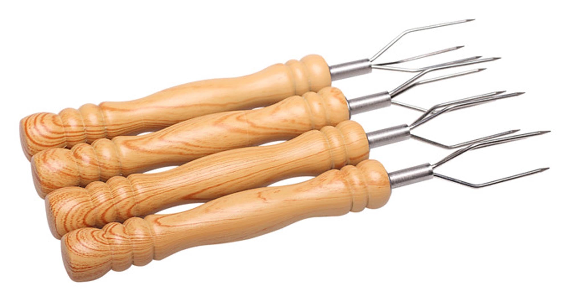 NOUVEL Kartoffelgabeln 3-Zacken mit Holzgriff 4 Stück in präsentiert im Onlineshop von KAQTU Design AG. Geschirr ist von NOUVEL SWITZERLAND