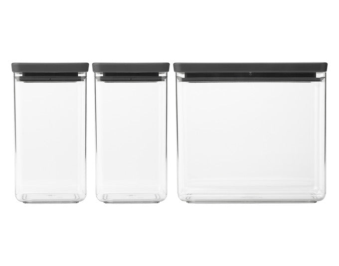 BRABANTIA Vorratsdosen Set Tasty+ 3-teilig dark grey 2x1.6+1x3.5 l in präsentiert im Onlineshop von KAQTU Design AG. Aufbewahrungsdose ist von BRABANTIA
