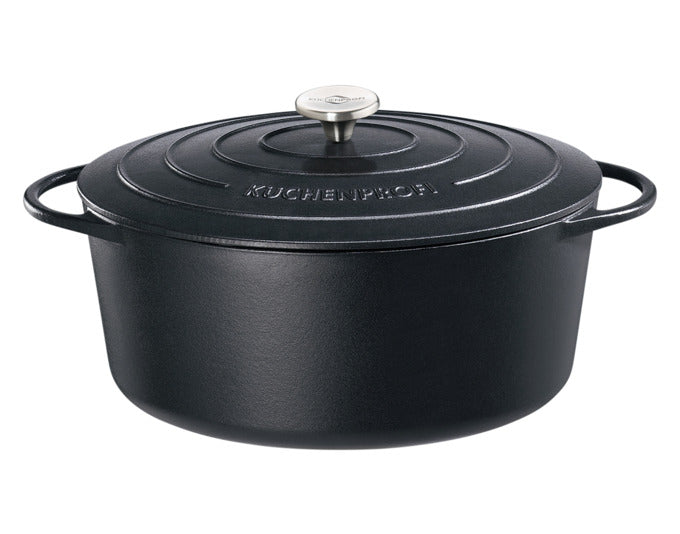 KÜCHENPROFI Bratentopf Guss emailliert oval schwarz 8.9 l 35x14 cm in präsentiert im Onlineshop von KAQTU Design AG. Topf ist von KÜCHENPROFI