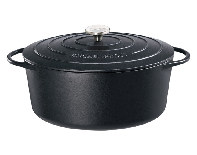 KÜCHENPROFI Bratentopf Guss emailliert oval schwarz 8.9 l 35x14 cm in präsentiert im Onlineshop von KAQTU Design AG. Topf ist von KÜCHENPROFI