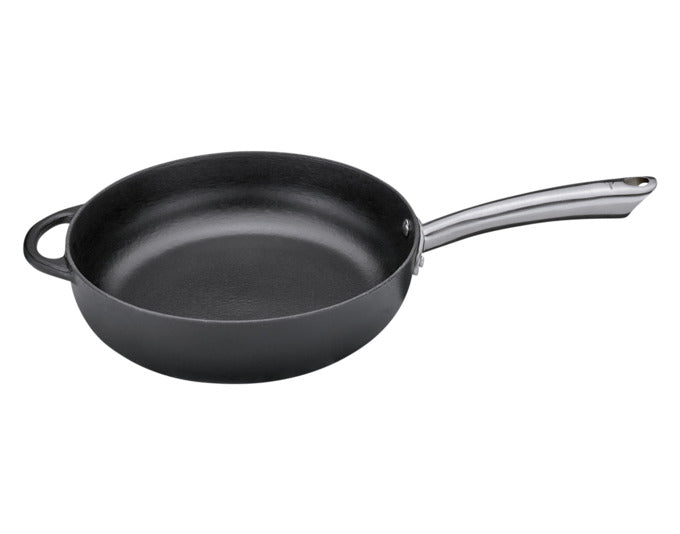 KÜCHENPROFI Bratpfanne hoch Guss emailliert schwarz Stiel Edelstahl ø 28x7.5 cm in präsentiert im Onlineshop von KAQTU Design AG. Bratpfanne ist von KÜCHENPROFI