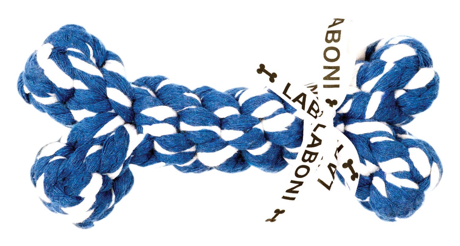 Entdecken Sie das LABONI Bonnie Bone, ein umweltfreundliches Hundespielzeug aus 100% Baumwolle. Ideal zum Kauen, Werfen und Apportieren!