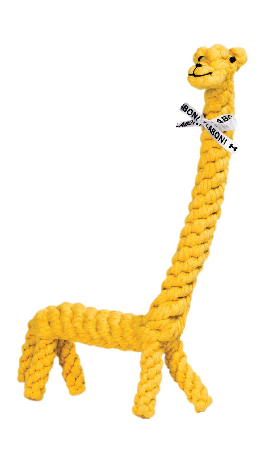 Entdecken Sie das charmante LABONI Spielzeug Greta Giraffe aus 100% Baumwolle. Ideal für Hunde, langlebig, ungiftig und leicht zu reinigen!