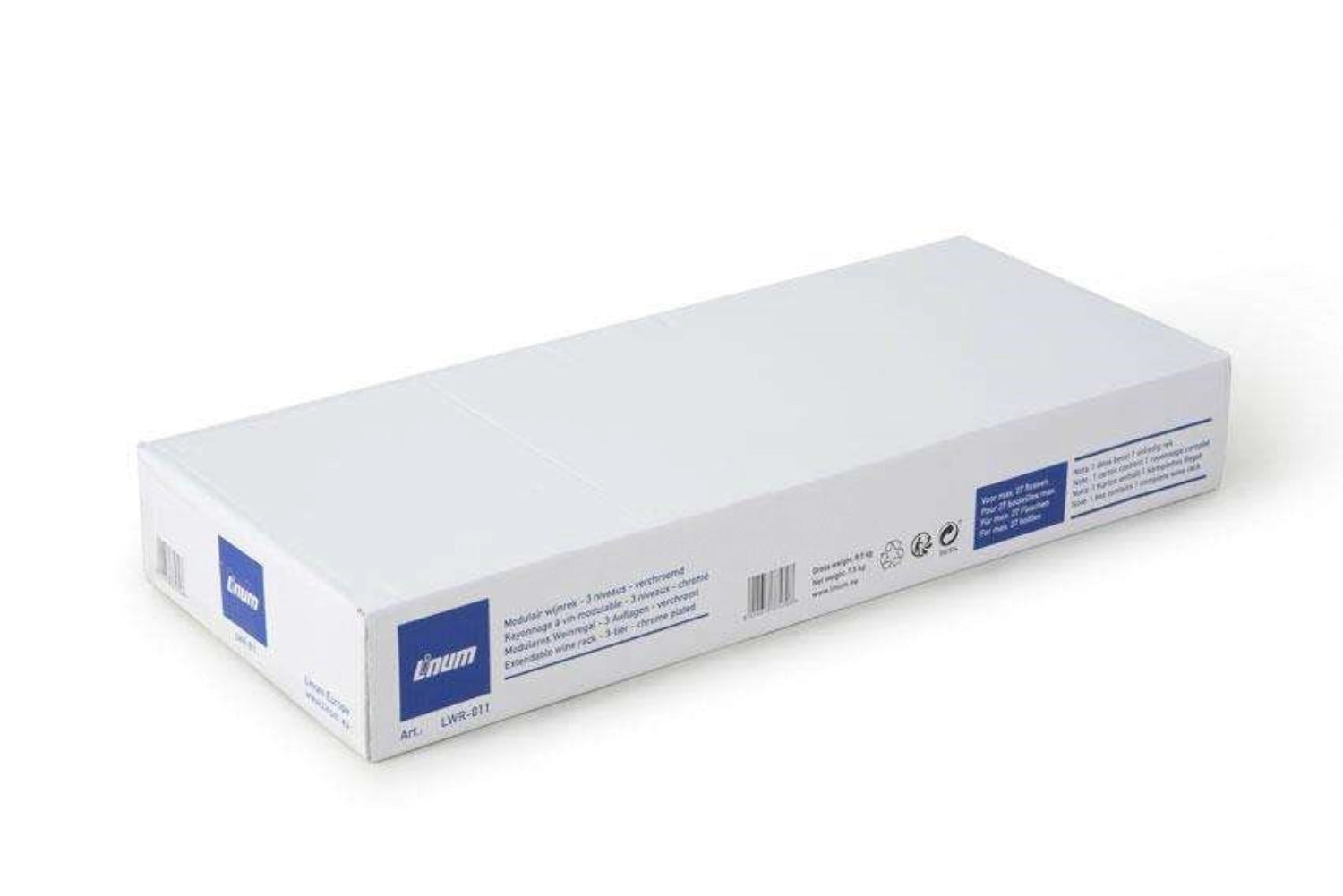 Entdecken Sie das elegante Weinregal von Linum mit 3 Böden für 27 Flaschen. Verchromt, langlebig und ideal für Weinliebhaber. Stilvolle Präsentation garantiert!