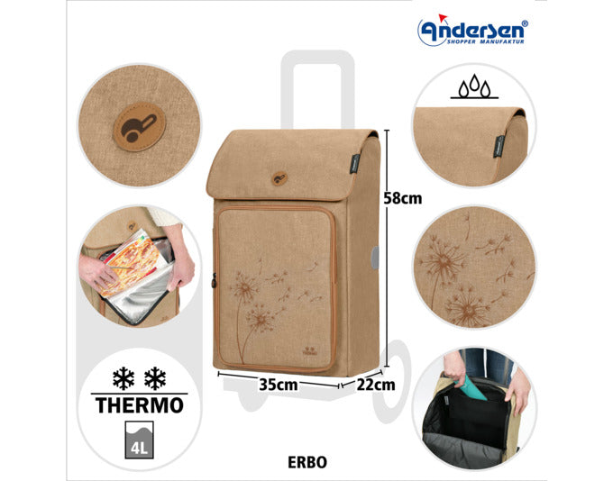 Entdecken Sie den ANDERSEN Einkaufswagen Treppensteiger Royal Erbo in Beige – stilvoll, funktional und ideal für müheloses Einkaufen und Treppensteigen.