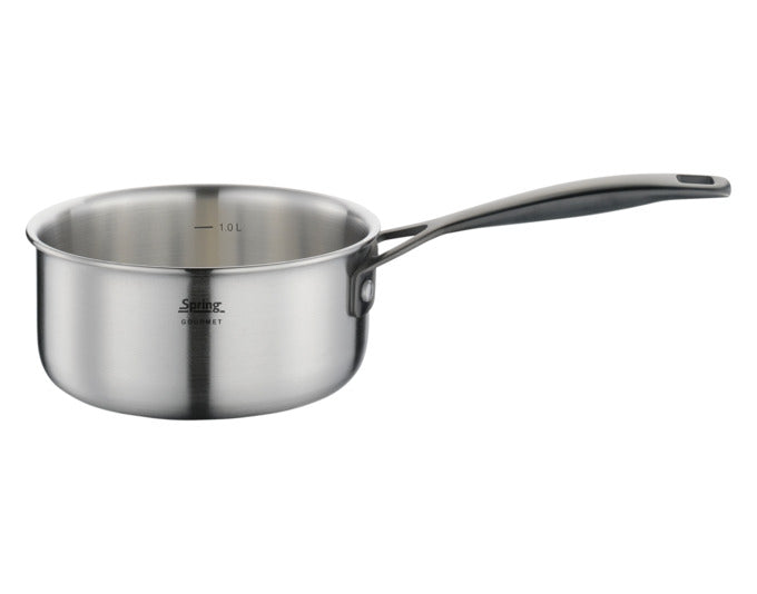 SPRING Stielkasserolle nieder Gourmet Black 1.4 l ø 16x7.5 cm in präsentiert im Onlineshop von KAQTU Design AG. Topf ist von SPRING