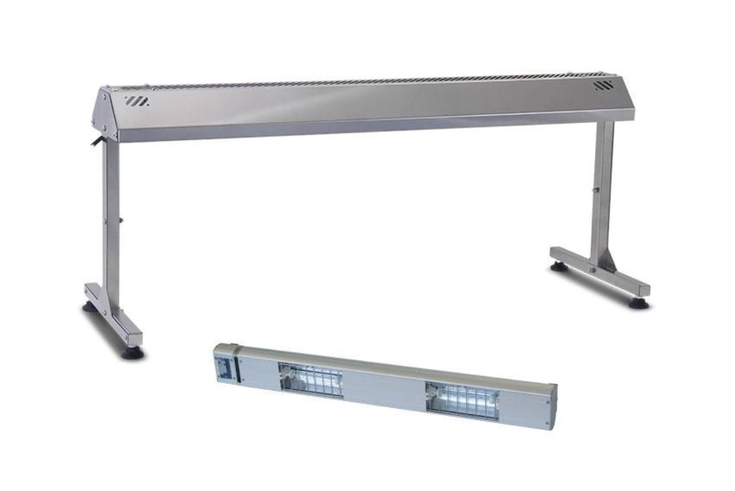 Porta in acciaio inossidabile con lampada di calore in vetro al quarzo 90 cm