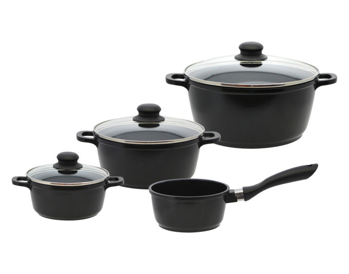 ELO Topfset Basic Black Cast 4-teilig ELO DUR Edition Antihaft in präsentiert im Onlineshop von KAQTU Design AG. Topf ist von ELO BASIC