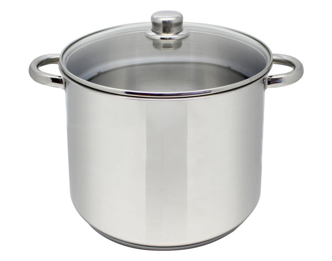 ELO Grossraum-Kochtopf Basic 10 l Edelstahl mit Volumenskala und Glasdeckel ø 24x22 cm in präsentiert im Onlineshop von KAQTU Design AG. Topf ist von ELO BASIC