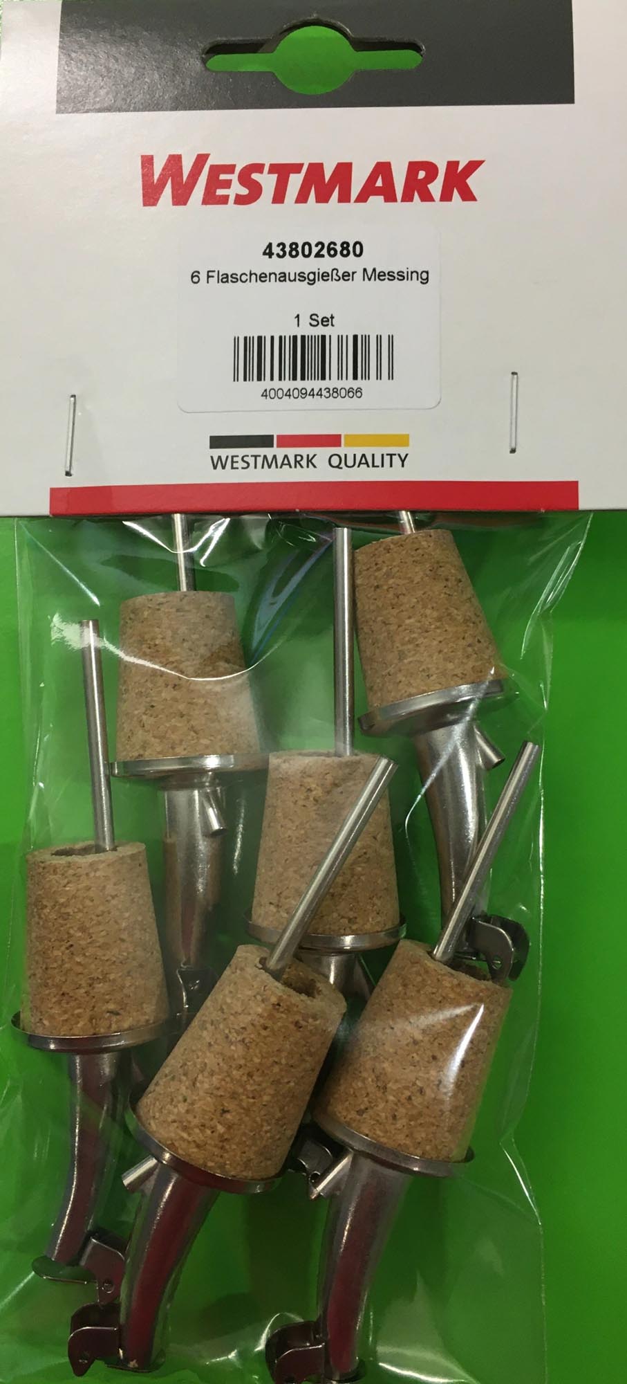 Set mit 6 Gastro-Ausgiessern von Westmark, mit Kläppchen, perfekt für sauberes und genaues Ausgiessen in der Gastronomie.