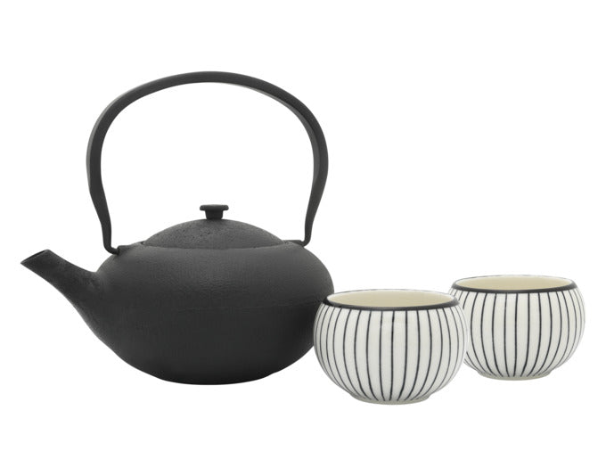 BREDEMEIJER Teeset Shanxi 3-teilig schwarz/weiss 1 l in präsentiert im Onlineshop von KAQTU Design AG. Kanne ist von BREDEMEIJER