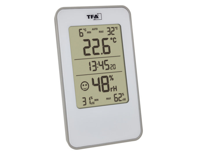 TFA Thermometer-Hygrometer Digital weiss 12x7.2x5.2 cm -10…+60°C in präsentiert im Onlineshop von KAQTU Design AG. Thermometer ist von TFA