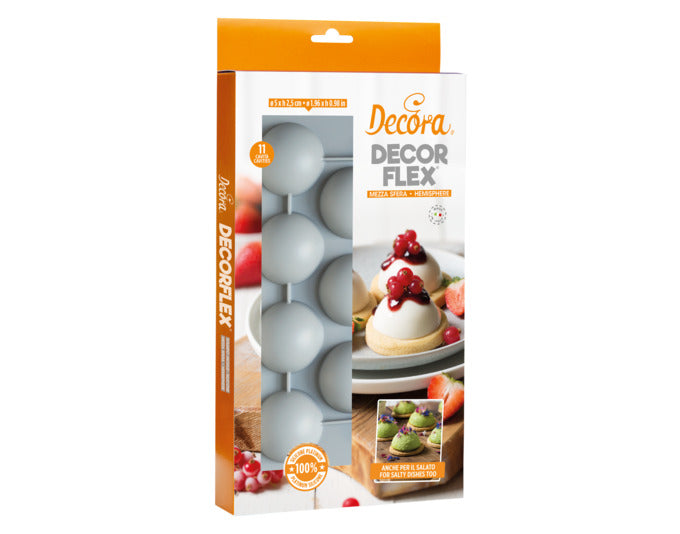 DECORA Backform Silikon Hemisphere 30x17 cm für 6 Halb-Kugeln ø 7 cm in präsentiert im Onlineshop von KAQTU Design AG. Backform / Backblech ist von DECORA