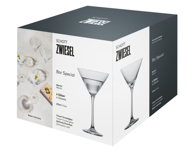 Entdecken Sie die eleganten Martinigläser Bar Special 86 von SCHOTT ZWIESEL – 4 Stück für stilvollen Genuss und zeitloses Design.