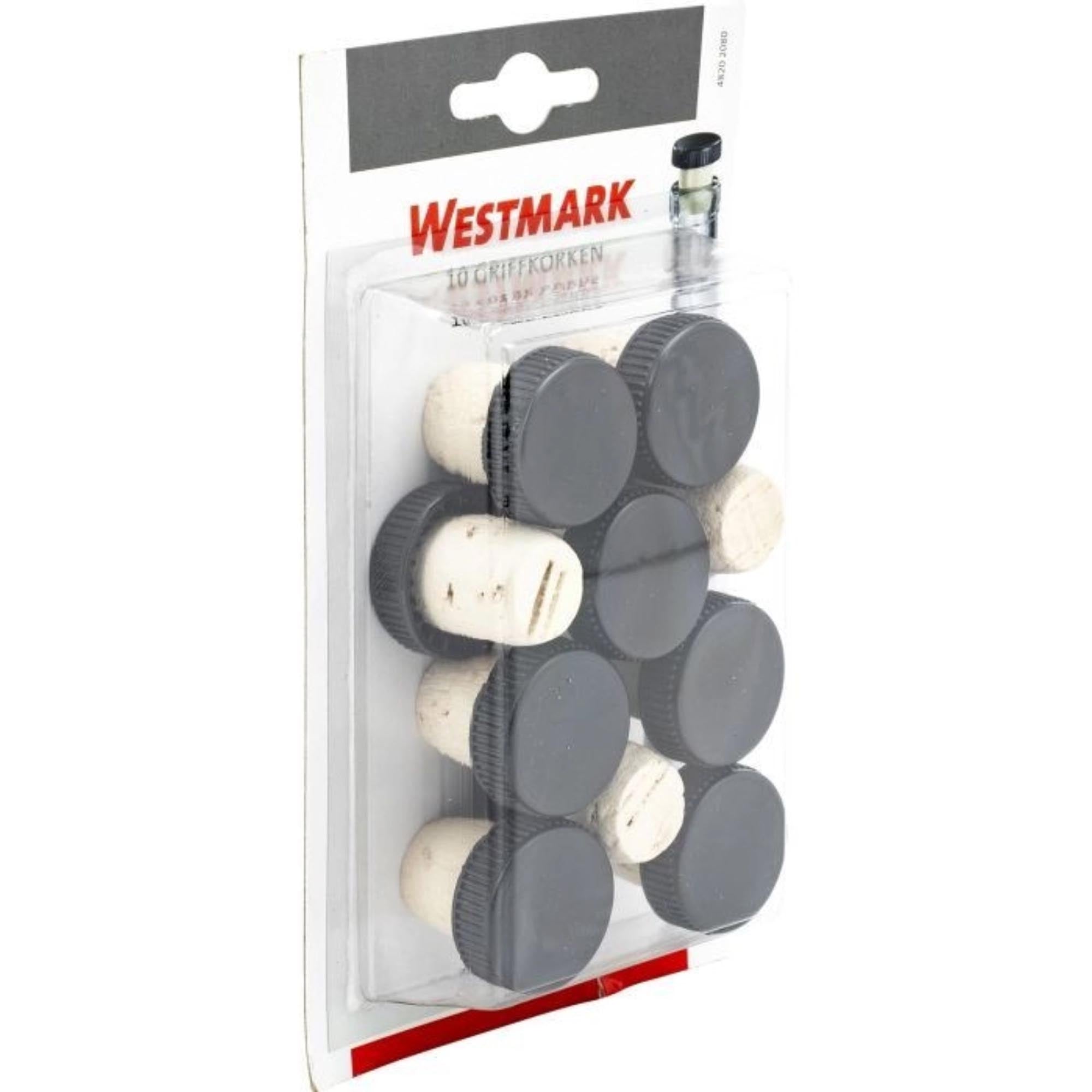10 Naturkork-Griffkorken von Westmark, passend für 0,7-1 Liter Flaschen, ideal für sicheren und praktischen Verschluss.