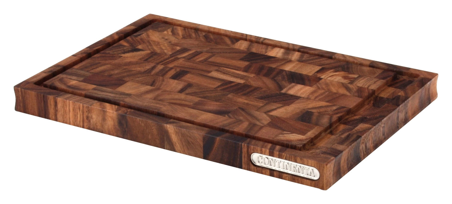 Hochwertiges Akazienholz-Tranchierbrett von Continenta, 42.4x29x3.2 cm, perfekt zum Schneiden und Servieren von Fleisch und Gemüse.