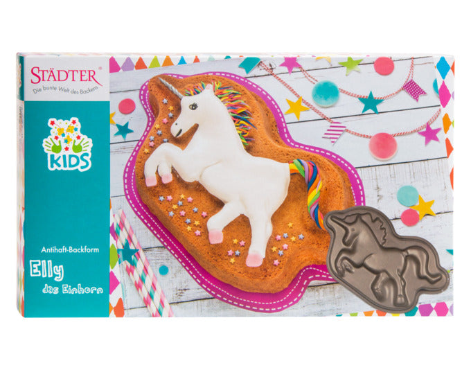 Verleihen Sie Ihren Backkreationen mit der STÄDTER Backform KIDS Elly das Einhorn (36,5x21x6 cm) einen Hauch von Magie und Fantasie!