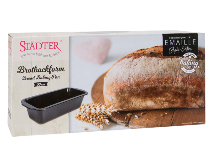 Entdecken Sie die STÄDTER Brotbackform Emaille 30x13x8 cm in elegantem Schwarz. Ideal für perfekte Backergebnisse und kreative Rezepte!